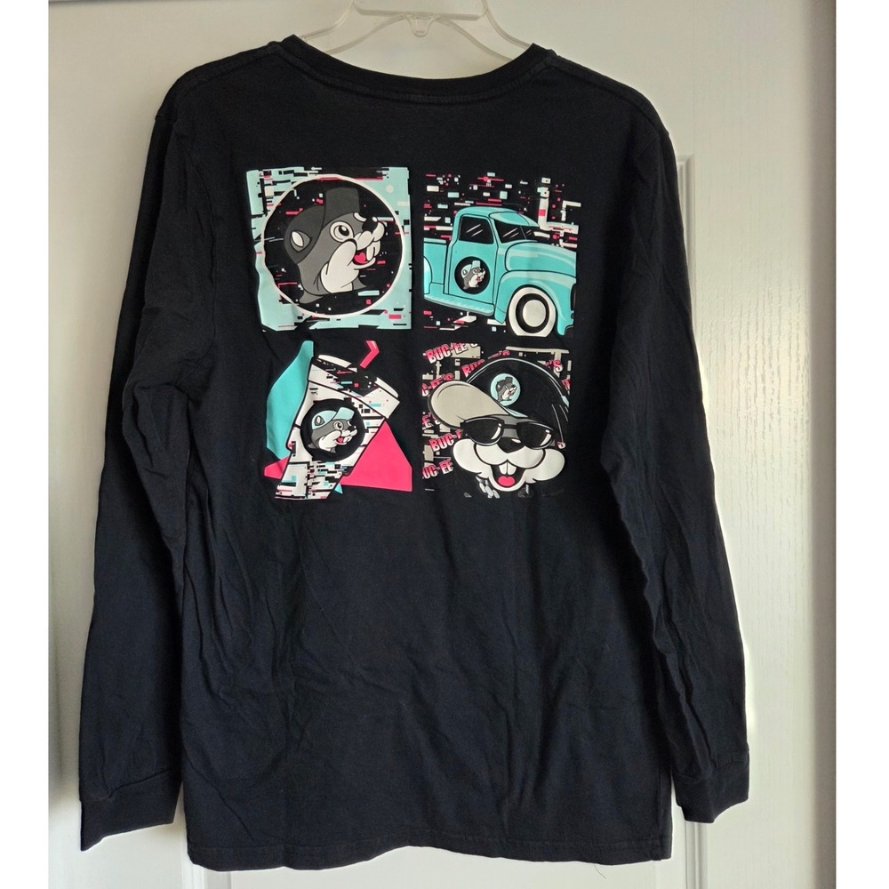 Buc-ee's Long Sleeve Shirt‎ Black 4 Square Beaver Truck Graphic Tee Sz M